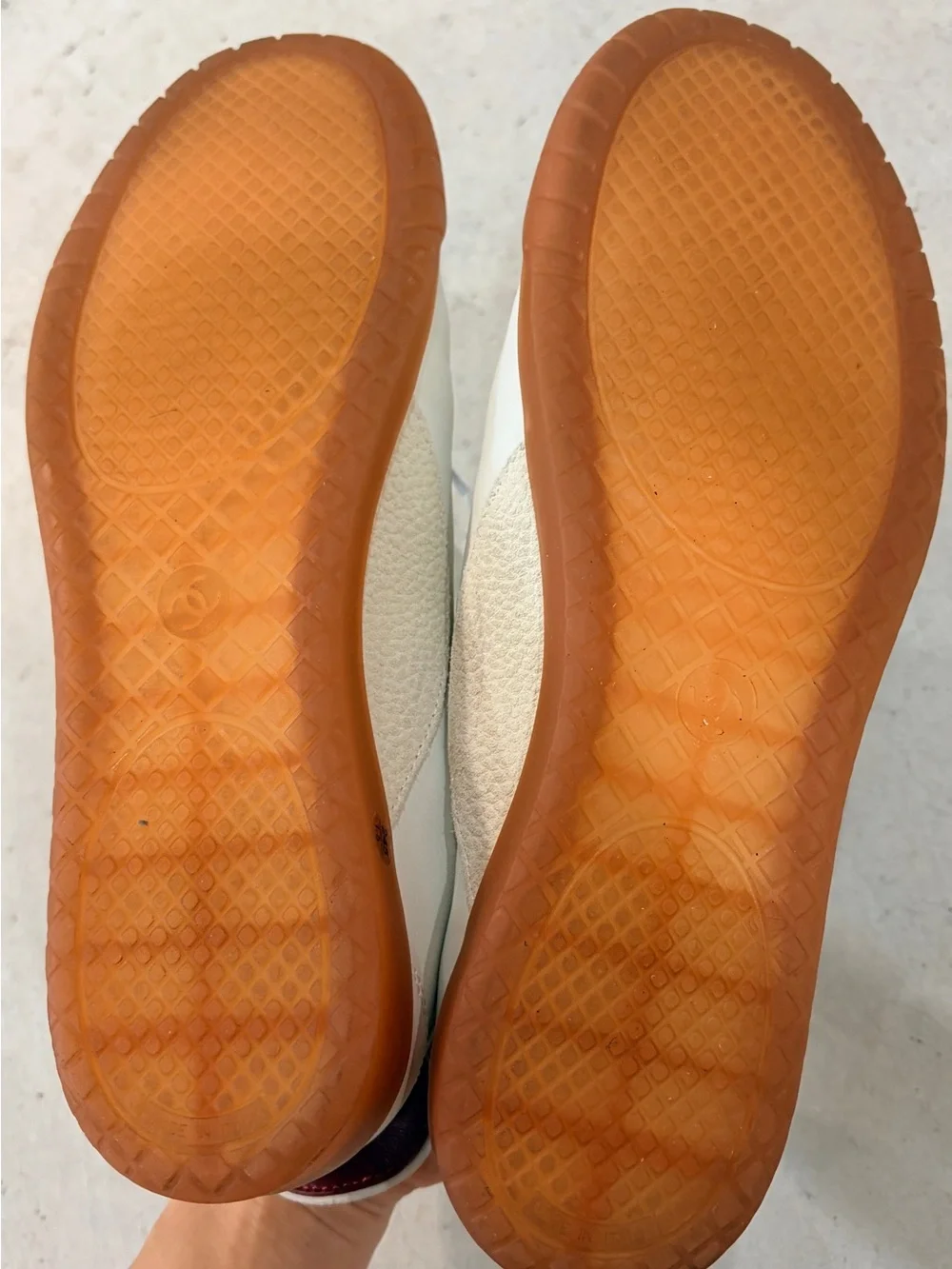 Chanel embossed suede leather sneakers 39